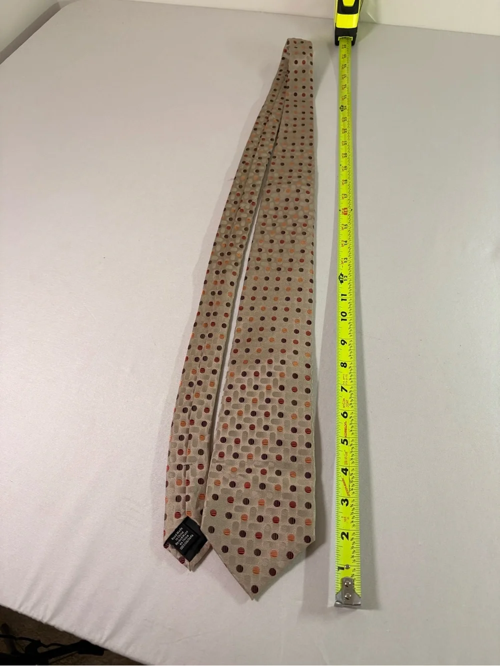 Beige Polka Dot Men's Silk Tie - Classic Neutral Style